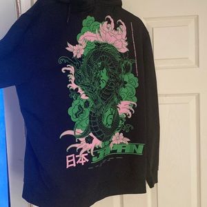 Japanese black and green hoodie